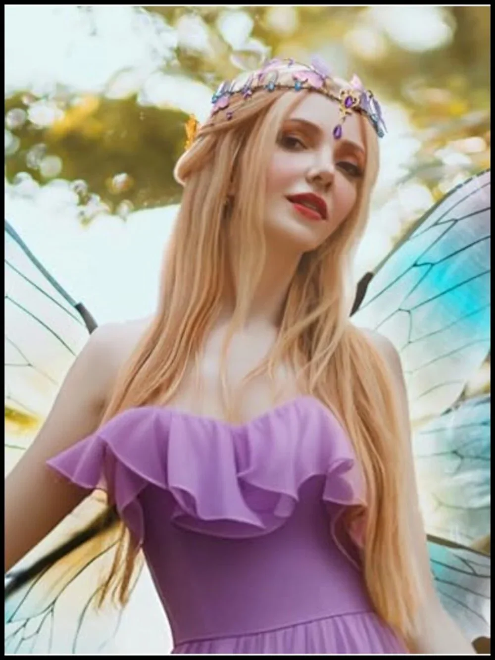 Butterfly Fairy Crown Headpiece with Crystal for Women, Elf Circlet Headband,